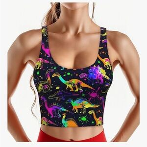 Amazon Multicolor Dinosaur Print Sports Bra